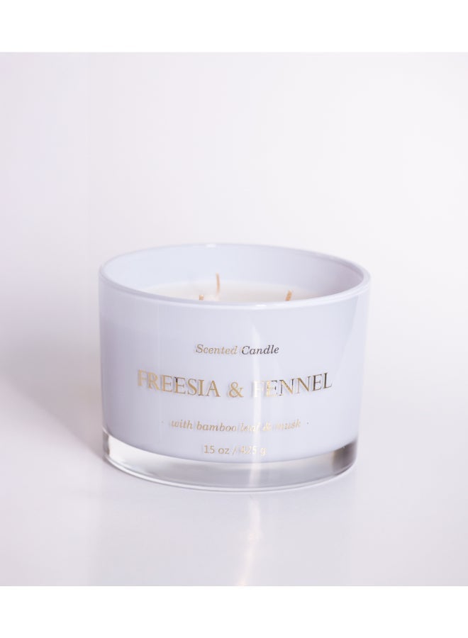 IRIS CELESTE Fennel & Freesia Jar Candle 425grams - 3 wick Scented candle 15oz  | 50 hrs burn-time | Perfect for Gifting, Home Décor, Parties & Room Perfuming | Ideal for Living room and Office Décor - Image 2